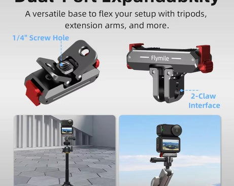 For DJI Osmo Nano Flymile Magnetic Quick-Release Base Two-Jaw Foldable Extension Bracket Accessories For Action Cameras, Metal