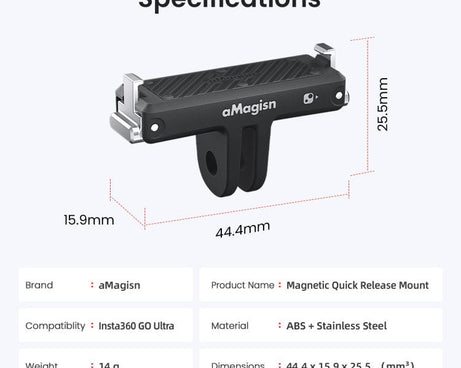 For Insta360 Go Ultra Camera aMagisn Quick Release Magnetic Base Plastic Mount Adapter