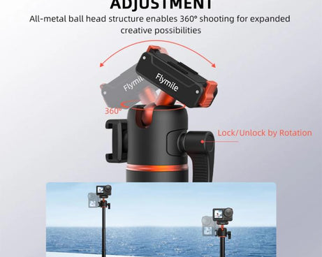 Flymile AC5012_5 Extended Selfie Stick Holder Magnetic Quick Release Tripod