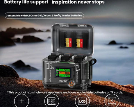 Multi-Functional Battery Charging Organizer For DJI Osmo 360 / Action 5 Pro / Action 4 / Action 3