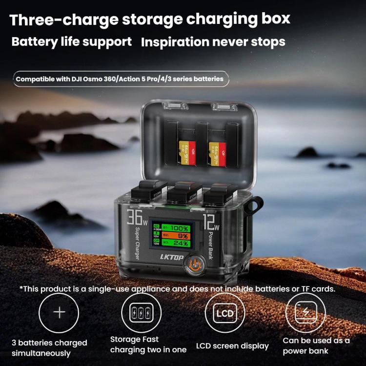Multi-Functional Battery Charging Organizer For DJI Osmo 360 / Action 5 Pro / Action 4 / Action 3