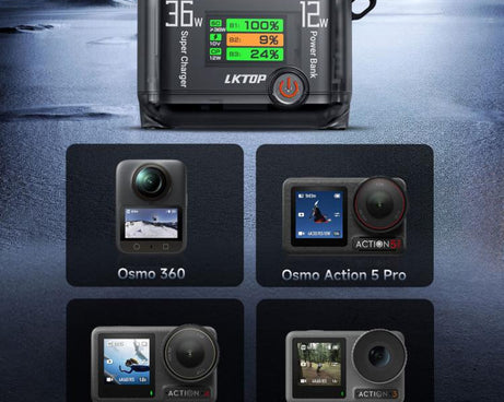 Multi-Functional Battery Charging Organizer For DJI Osmo 360 / Action 5 Pro / Action 4 / Action 3