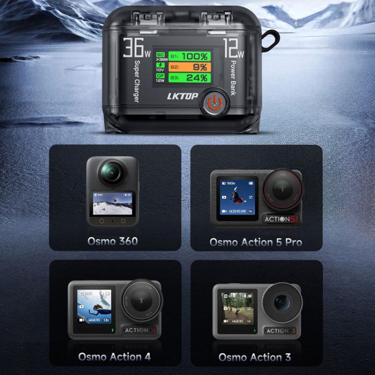 Multi-Functional Battery Charging Organizer For DJI Osmo 360 / Action 5 Pro / Action 4 / Action 3