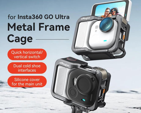 AMagisn Metal Cage For Insta360 GO Ultra Quick Release Protective Frame With Silicone Cover