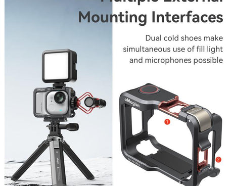 AMagisn Metal Cage For Insta360 GO Ultra Quick Release Protective Frame With Silicone Cover