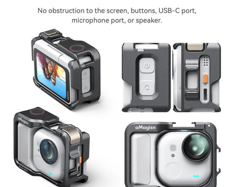 AMagisn Metal Cage For Insta360 GO Ultra Quick Release Protective Frame With Silicone Cover
