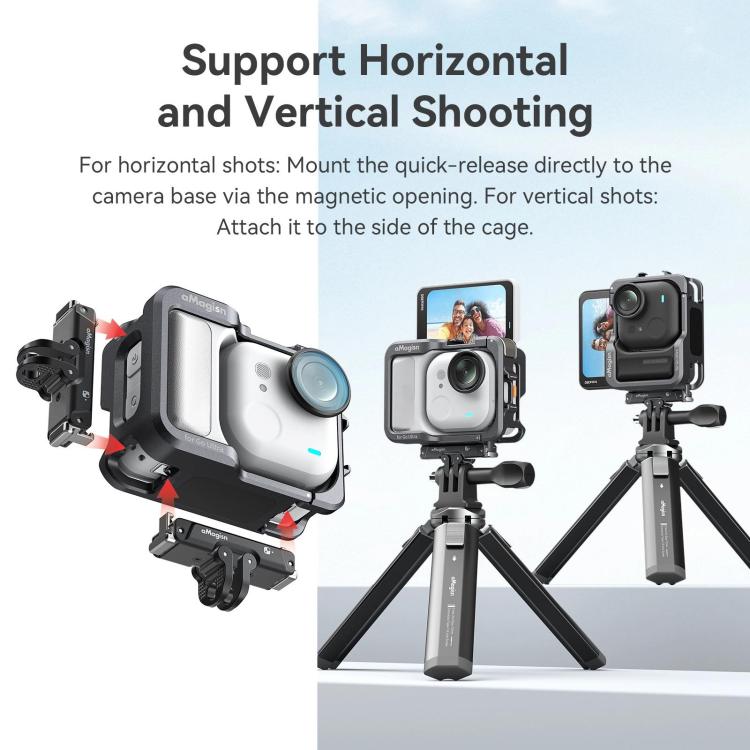 AMagisn Metal Cage For Insta360 GO Ultra Quick Release Protective Frame With Silicone Cover