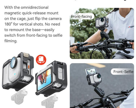 AMagisn Metal Cage For Insta360 GO Ultra Quick Release Protective Frame With Silicone Cover