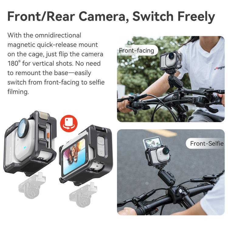 AMagisn Metal Cage For Insta360 GO Ultra Quick Release Protective Frame With Silicone Cover