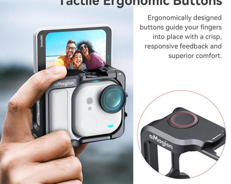 AMagisn Metal Cage For Insta360 GO Ultra Quick Release Protective Frame With Silicone Cover