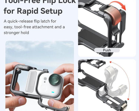 AMagisn Metal Cage For Insta360 GO Ultra Quick Release Protective Frame With Silicone Cover