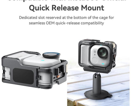 AMagisn Metal Cage For Insta360 GO Ultra Quick Release Protective Frame With Silicone Cover