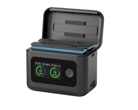 SYMIK Battery Charger Hub For Insta360 X5 Charging Station Portable Power Manager With 1.47-Inch LCD Screen