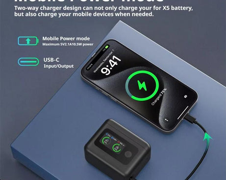 SYMIK Battery Charger Hub For Insta360 X5 Charging Station Portable Power Manager With 1.47-Inch LCD Screen