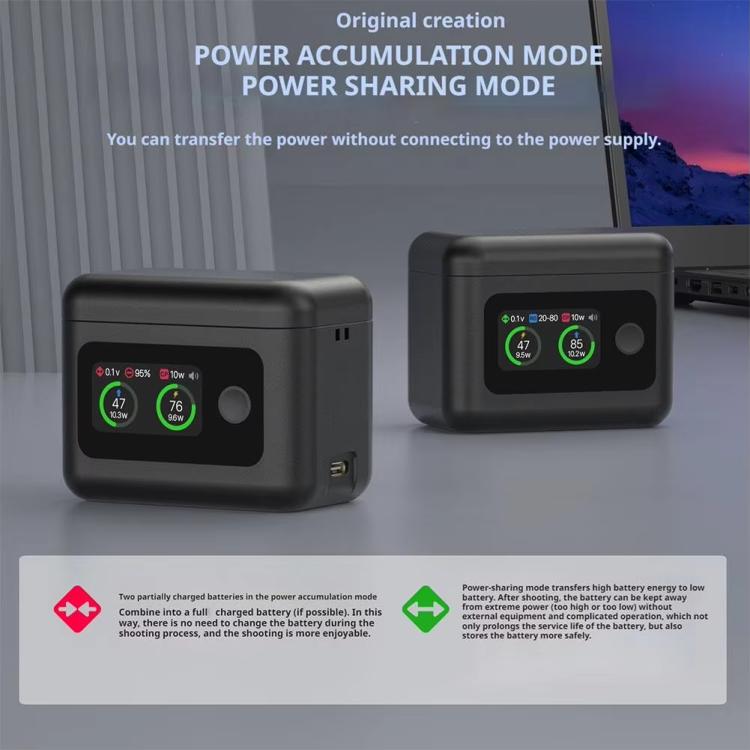 SYMIK Battery Charger Hub For Insta360 X5 Charging Station Portable Power Manager With 1.47-Inch LCD Screen