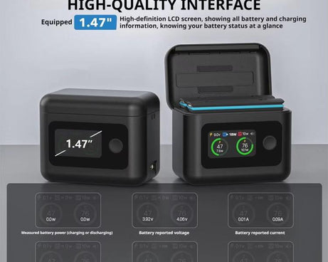 SYMIK Battery Charger Hub For Insta360 X5 Charging Station Portable Power Manager With 1.47-Inch LCD Screen