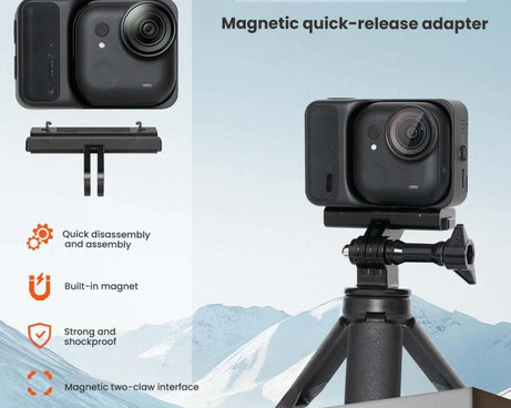 For Insta360 GO Ultra Magnetic Quick-Release Adapter Mount Aluminum Alloy Expandable Accessory
