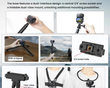 For DJI Osmo Nano Magnetic Quick-Release Adapter Base With 2-Claw & 1/4-Inch Screw Hole