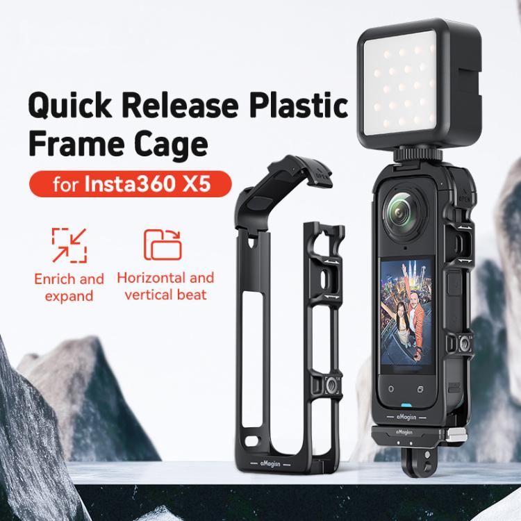 For Insta360 X5 AMagisn Quick Release Plastic Cage Expansion Frame Accessories