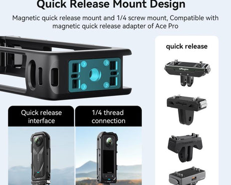 For Insta360 X5 AMagisn Quick Release Plastic Cage Expansion Frame Accessories