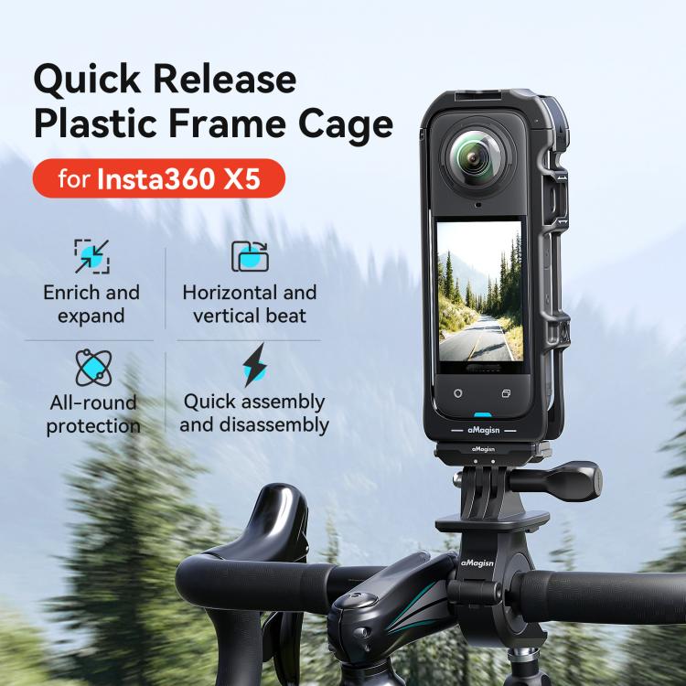 For Insta360 X5 AMagisn Quick Release Plastic Cage Expansion Frame Accessories