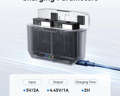 AMagisn PD12 Charging Case Battery Charger For DJI Osmo 360/ Action 5 Pro / 4 / 3