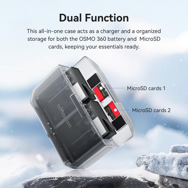 AMagisn PD12 Charging Case Battery Charger For DJI Osmo 360/ Action 5 Pro / 4 / 3