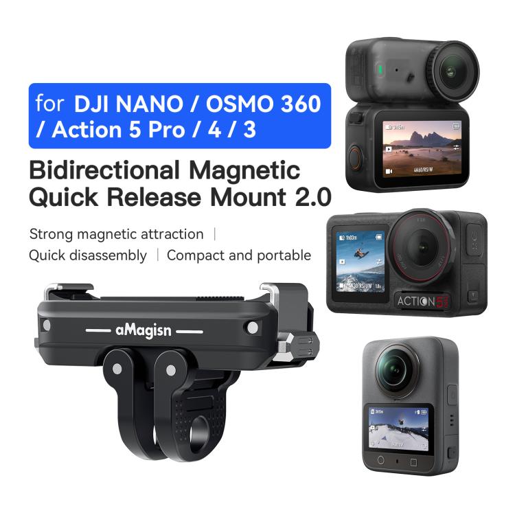 aMagisn TN11 Bidirectional Magnetic Quick Release Mount 2.0 For DJI Nano / Osmo 360 / Action 5 Pro / 4 / 3
