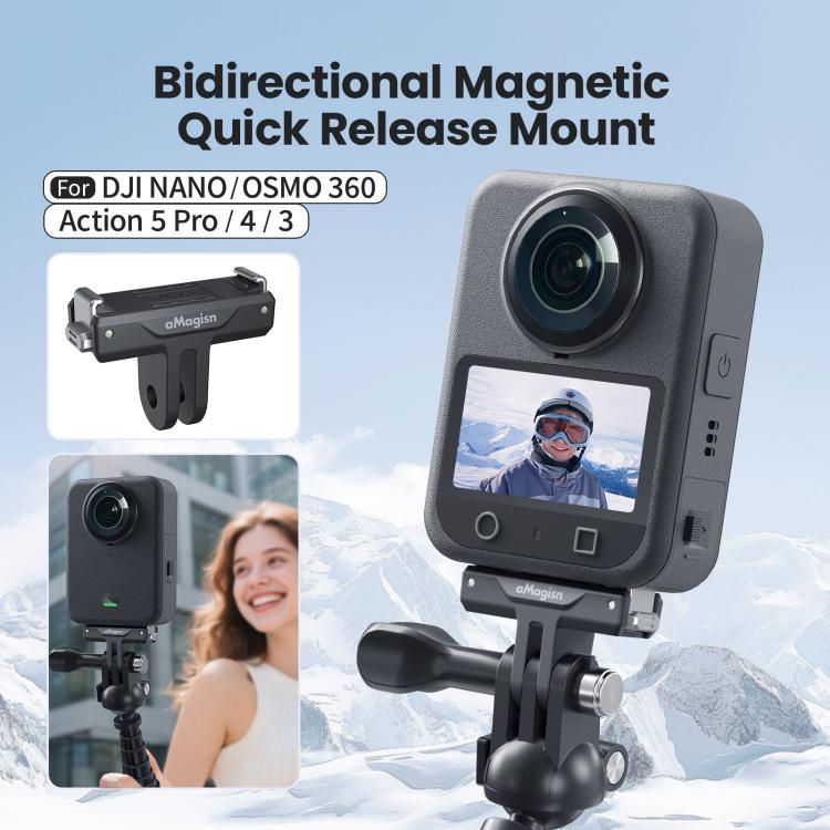 aMagisn TN10 Bidirectional Magnetic Quick Release Mount For DJI Nano / Osmo 360 / Action 5 Pro / 4 / 3