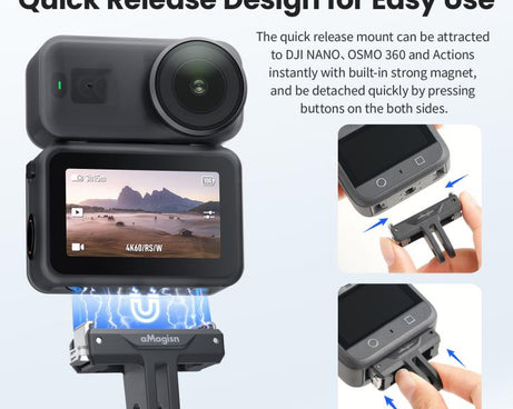 aMagisn TN10 Bidirectional Magnetic Quick Release Mount For DJI Nano / Osmo 360 / Action 5 Pro / 4 / 3