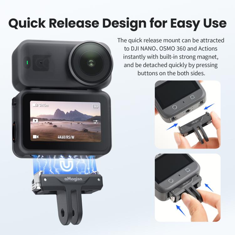 aMagisn TN10 Bidirectional Magnetic Quick Release Mount For DJI Nano / Osmo 360 / Action 5 Pro / 4 / 3