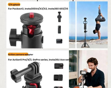 For DJI Osmo Pocket 3 / Action 5 Pro Flymile Extended Selfie Stick Tripod