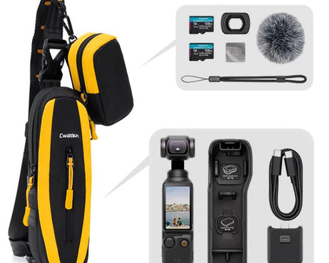 For DJI Osmo Pocket 3 Cwatcun D225 Small Organizer Bag Protective Multifunctional Sports Camera Bag