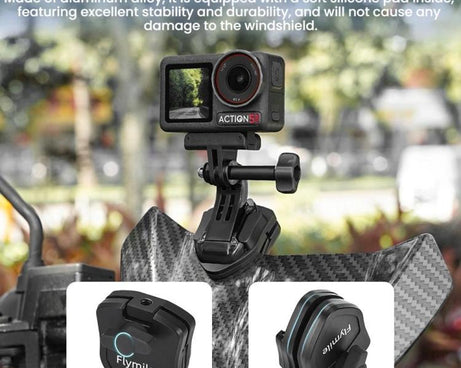Flymile Motorcycle Windshield Action Camera Mount For DJI Osmo Action 5 Pro / GoPro 13