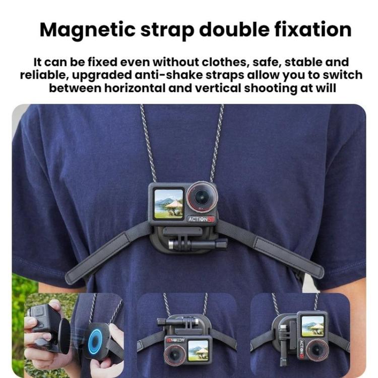 Flymile Neck-Mounted Magnetic Action Camera Bracket For DJI Osmo 360 / Pocket 3 / Action 5 Pro / Insta360 X5
