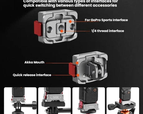 For DJI Osmo Pocket 3 Flymile Dual-Port 1/4" Thread Magnetic Quick-Release Charging Adapter