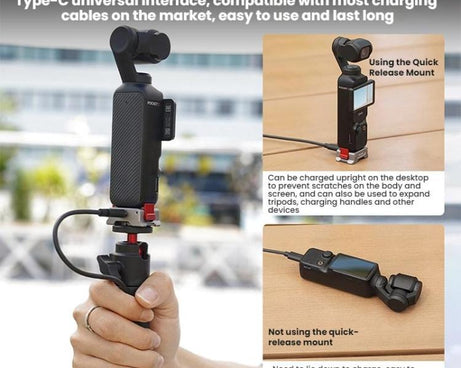 For DJI Osmo Pocket 3 Flymile Dual-Port 1/4" Thread Magnetic Quick-Release Charging Adapter