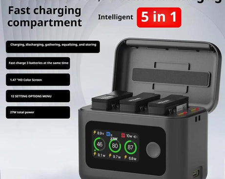 With Screen Charging Bin Intelligent Charge Manager For DJI Osmo 360 / Action 5 Pro / Action 4 / Action 3, Battery Not Included