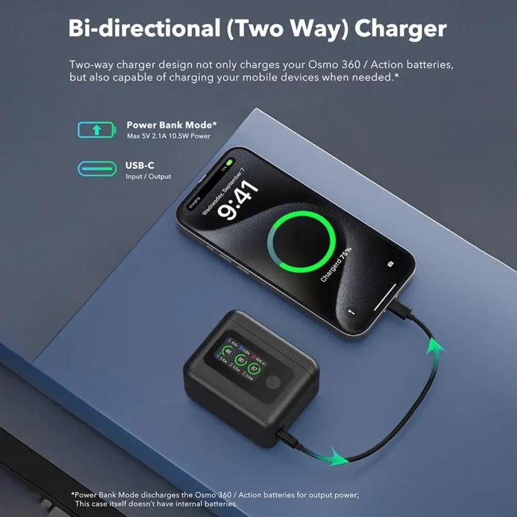 With Screen Charging Bin Intelligent Charge Manager For DJI Osmo 360 / Action 5 Pro / Action 4 / Action 3, Battery Not Included