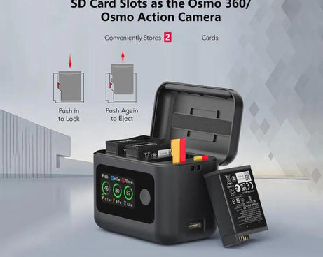 With Screen Charging Bin Intelligent Charge Manager For DJI Osmo 360 / Action 5 Pro / Action 4 / Action 3, Battery Not Included