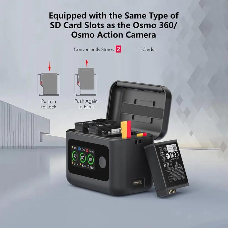 With Screen Charging Bin Intelligent Charge Manager For DJI Osmo 360 / Action 5 Pro / Action 4 / Action 3, Battery Not Included