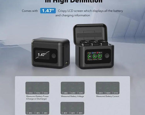 With Screen Charging Bin Intelligent Charge Manager For DJI Osmo 360 / Action 5 Pro / Action 4 / Action 3, Battery Not Included