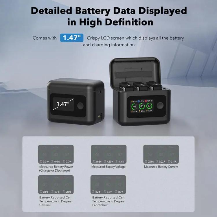 With Screen Charging Bin Intelligent Charge Manager For DJI Osmo 360 / Action 5 Pro / Action 4 / Action 3, Battery Not Included