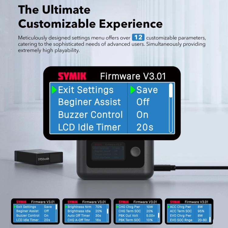 SYMIK Battery Charger For GoPro HERO13 Black Charging Hub Portable Power Manager With 1.47-Inch LCD Screen