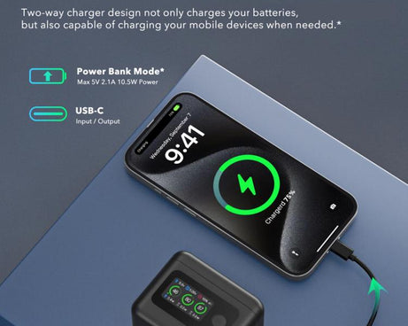 SYMIK Battery Charger For GoPro HERO13 Black Charging Hub Portable Power Manager With 1.47-Inch LCD Screen