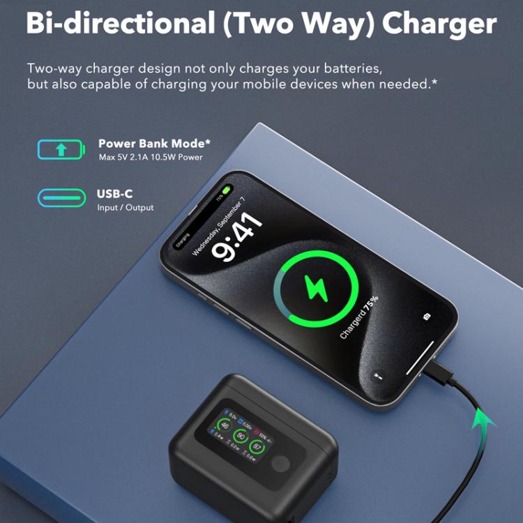 SYMIK Battery Charger For GoPro HERO13 Black Charging Hub Portable Power Manager With 1.47-Inch LCD Screen