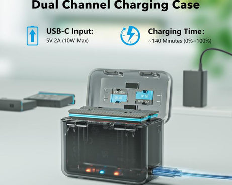 For Insta360 X4 SYMIK Dual-Channel Battery Charger & Storage Case Charging Hub With LED Indicators