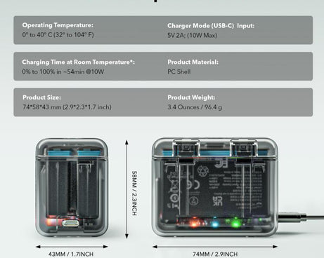 For Insta360 X4 SYMIK Dual-Channel Battery Charger & Storage Case Charging Hub With LED Indicators