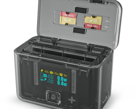 SYMIK Battery Charger For Insta360 X3 / ONE X2 Two Way Charging Case With 0.96-Inch OLED Screen