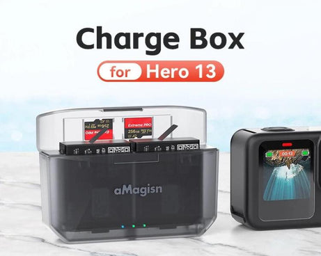 aMagisn Fast Charging Battery Charger Case for GoPro HERO13 Black/12 Black /11 Black  /10 Black /9 Black